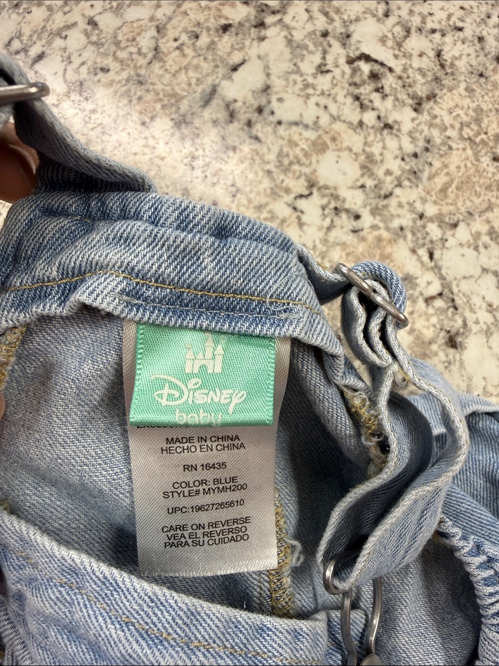 Vintage Mickey Denim Short Overalls for Kids Size 12 Months - Light Blue - Picture 3 of 5